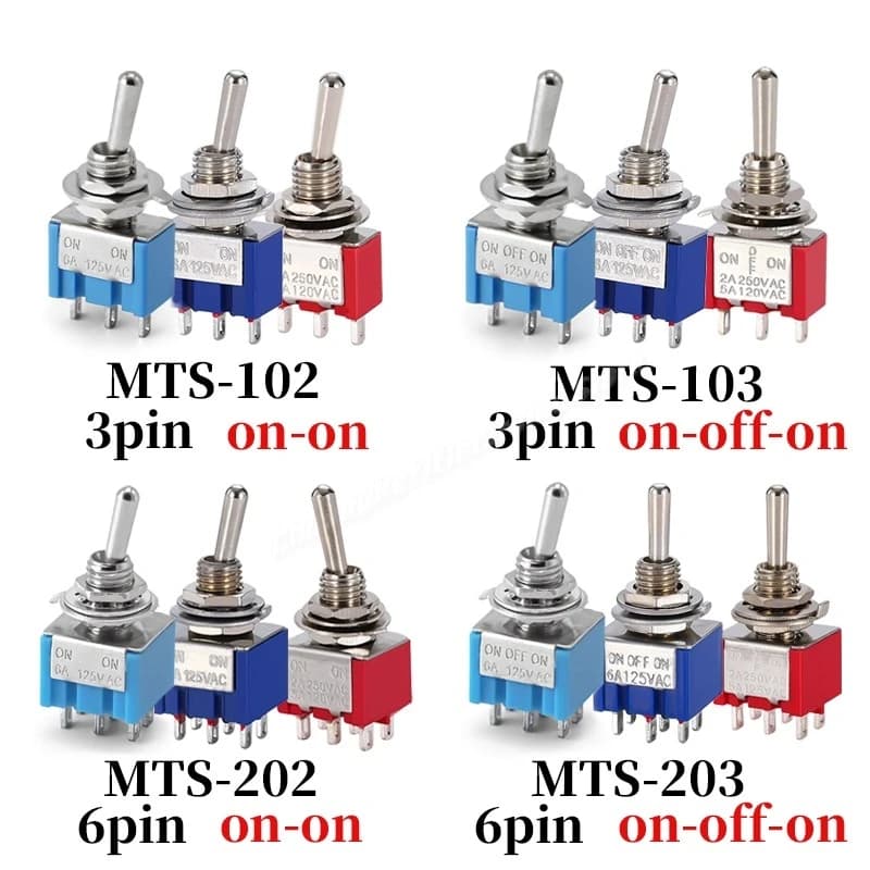 10 Pz/lotto MTS-102 103 MTS-202 203 Interruttore A Levetta 6A 125VAC su SPDT 6mm Mini Interruttore DPDT on off su Tappo Impermeabile