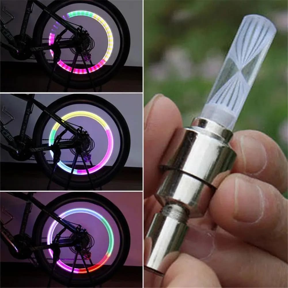 Tappi Valvola alla Moda con Luce LED per Pneumatici Bici, Illuminazione Notturna, Decorazione Bicicletta, Accessori per Bici