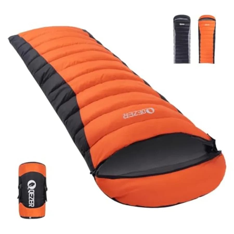 Sacco a Pelo in Piuma d'Oca per Adulti, 600 Fill Power, per Climi Freddi, Compatto, Ultraleggero, per Tutte le Stagioni, Ideale per Backpacking e Campeggio