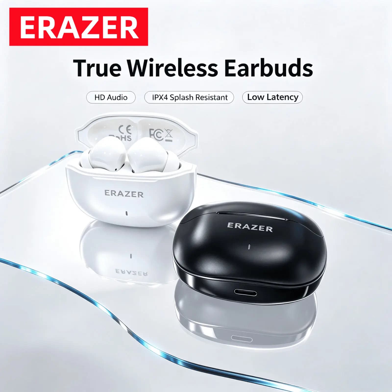 New ERAZER Earphones Bluetooth Wireless Earbuds HiFi Stereo Sound Headphones ENC Clear Calls Online Meetings Business Headsets