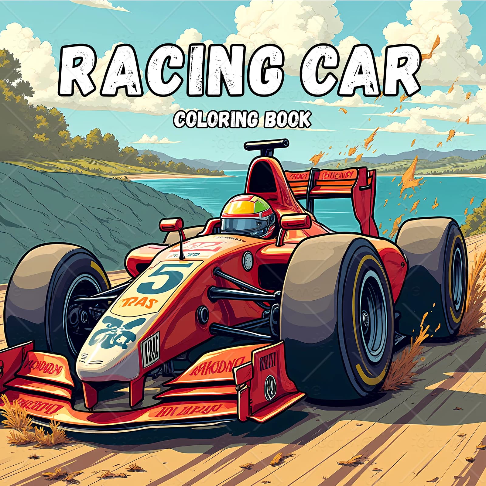 RACING CAR Coloring Book Simple Joys Stress Relief Drawing Book Perfect Gift for Party and Birthday Christmas