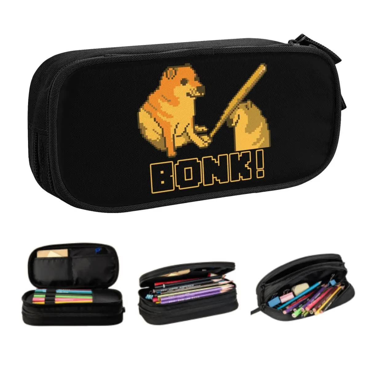 Astuccio personalizzato Cheems Bonk Meme Pixel Art per ragazzi Gilrs Grande portaoggetti Shiba Inu Dog Pen Box Bag Accessori scolastici