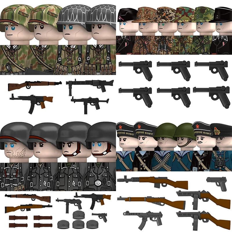 WW2 Militare Tedesco Nord-Africa Soldati della Legione Figure Building Blocks Unione Sovietica Gran Bretagna Esercito degli Stati Uniti Armi di Fanteria Giocattoli