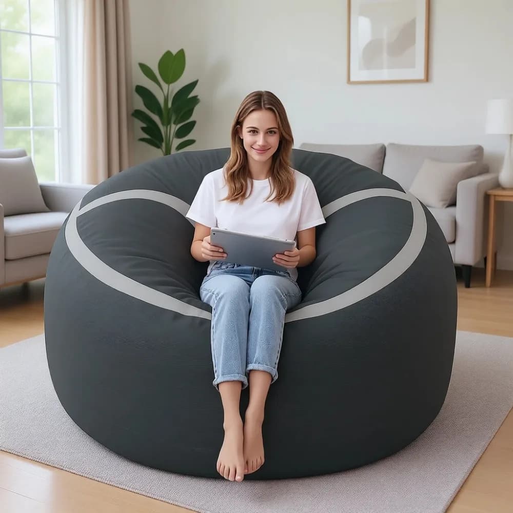 Large Sofa Sacco in Memory Foam with Removable Cover for Living Room, Bedroom and Reading Room