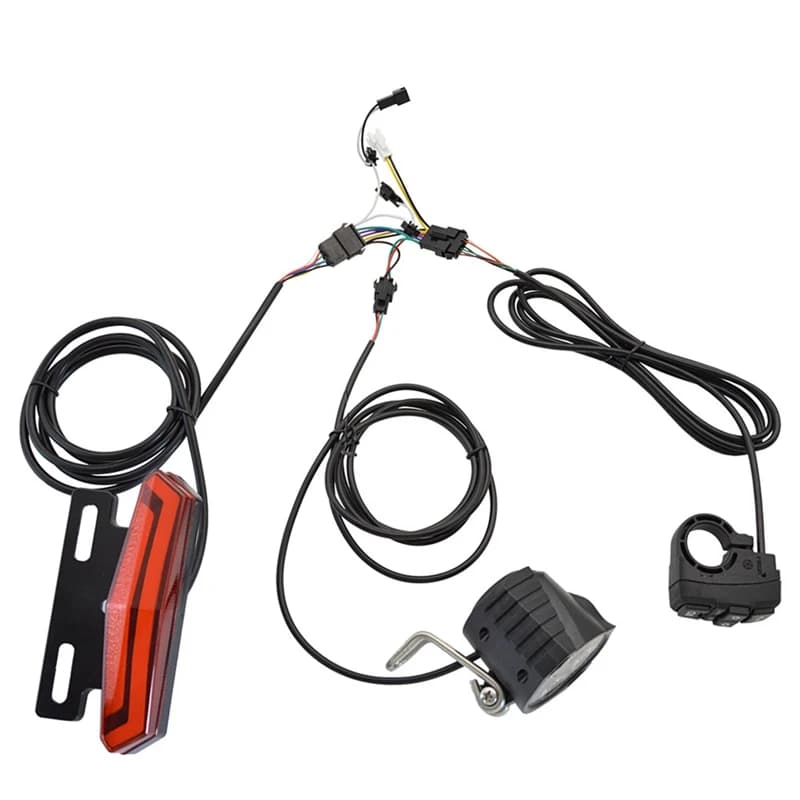 A64T-E-Bike Set luci posteriori freno anteriore 24/36/48V Lampada portabiciclette con interruttore fari clacson Fanale posteriore bici elettrica