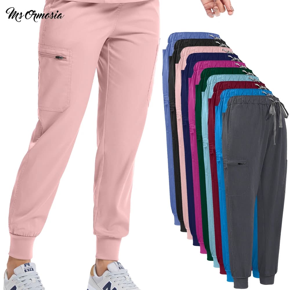 Pantaloni da Lavoro per Clinica Dentistica Multicolore, Divisa Infermieristica, Pantaloni Infermieri con Tasche, Pantaloni Chirurgici per Toelettatura Animali, Uomo e Donna