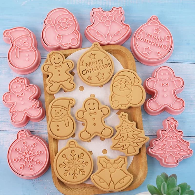 Formine per biscotti natalizi Presse 8 pezzi Stampo per biscotti Babbo Natale Timbro per biscotti in plastica Dolciumi Cucina Strumenti per pasticceria