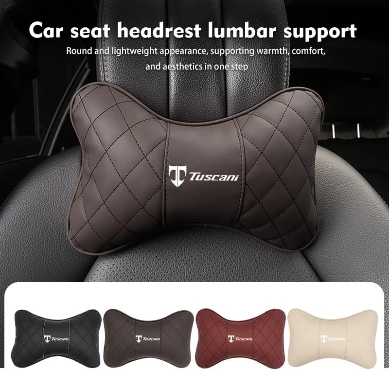 Leather Car Seat Headrest Neck Pillow Lumbar Pillow Support For Hyundai TUSCANI Getz GRANDEUR NEXO PALISADE STAREX TIBURON