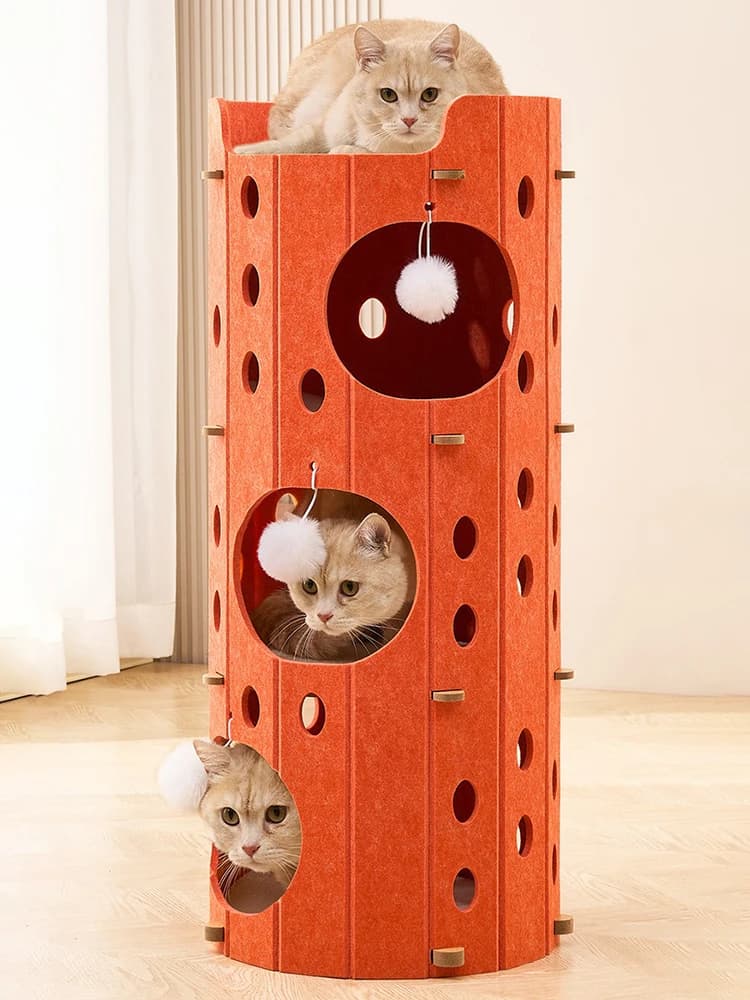 Nido per gatti multistrato Nascondere la casa Tiragraffi Nido per gatti integrato Secchio con foro per albero Forniture universali per gatti per tutte le stagioni