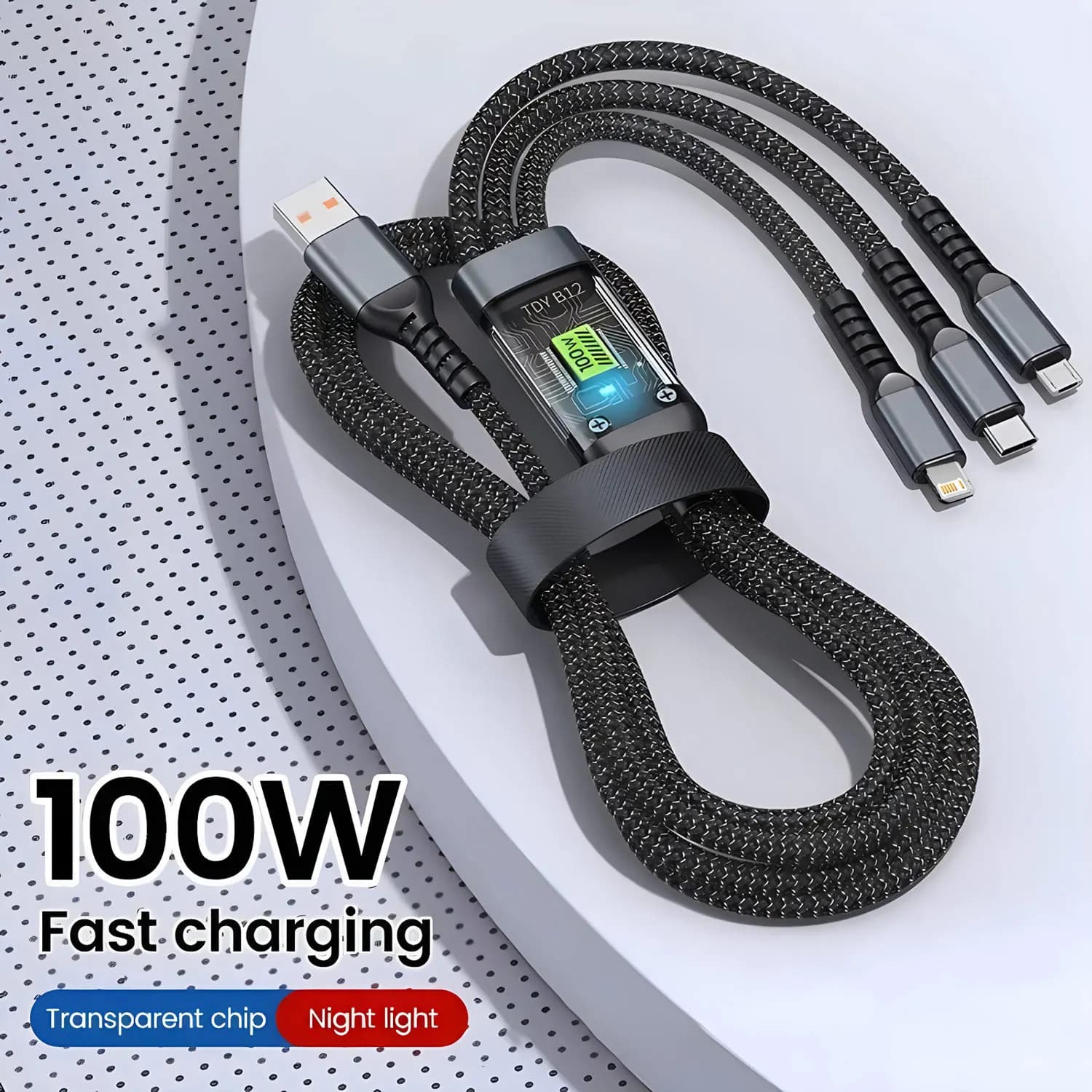 100W 3 In 1 Fast Charging Cable 3A For IPhone15 14 13 12 11 X Pro Max Micro USB Type-C Phone Charger USBC Data Cable 1.2M