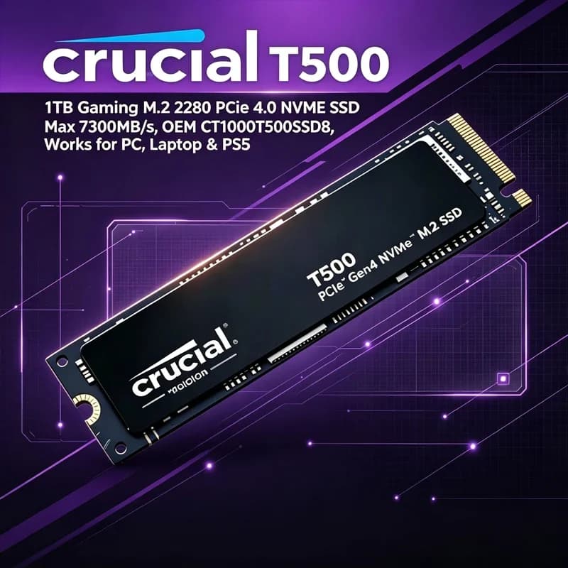 Crucial T500 2TB PCIe4.0 NVMe M.2 Gaming SSD Up To 7300MB/s Large Capacity Internal Storage Disk For PS5 Console Laptop Desktop