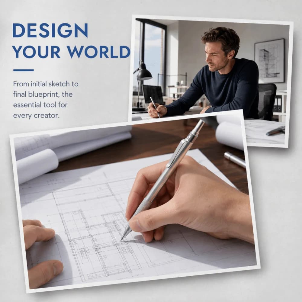 0.5mm Mechanical Pencil Break Resistant Durable Metal Drawing Sketch Pencil Lightweight Low Center of Gravity