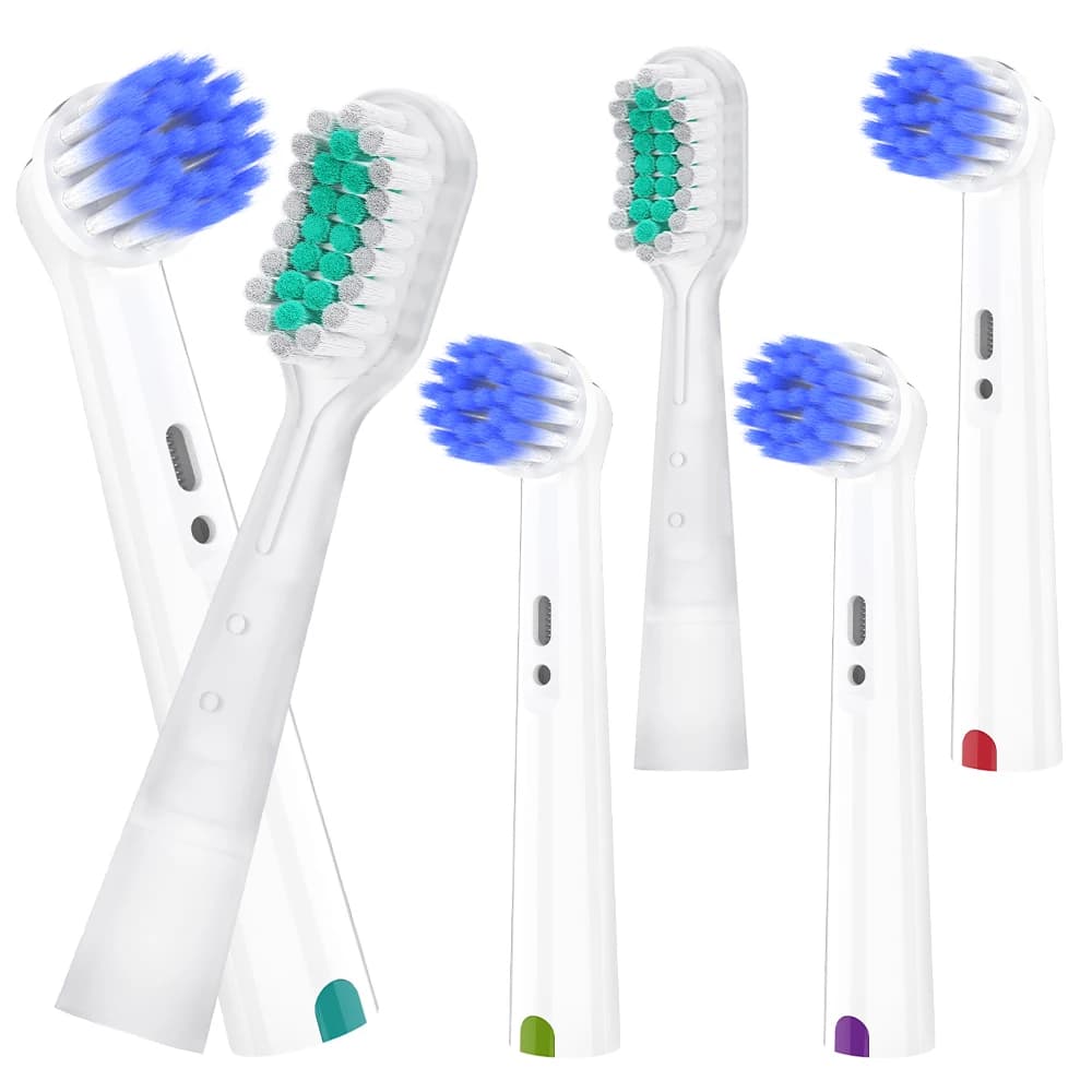 4 Rotating Soft Replacement Heads and 2 Electric Brush Heads with Oscillation and Vibration Compatible with Oral B Electric Brushes