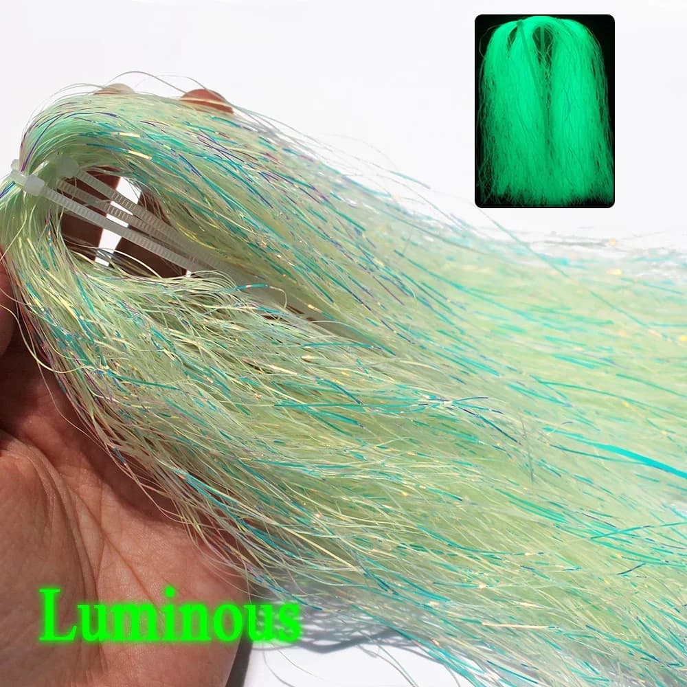 1 confezione/2 confezioni di Flashabou Luminoso, Fibra Sintetica Luminosa per la Costruzione di Mosche Artificiali, per Jig con Anzuelo Ausiliario, Lure, Minnow, Streamer