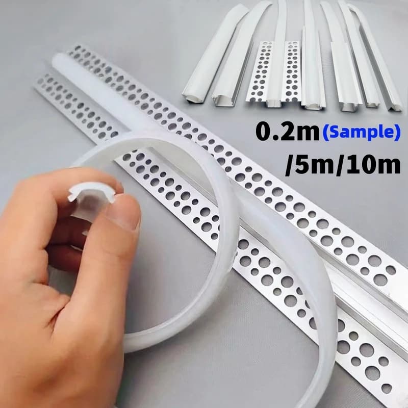 0.2m-10m LED Aluminum Profile Silicone Diffuser Flexible channel cover Hard bar Strip light Replaceable shade Sample fitting
