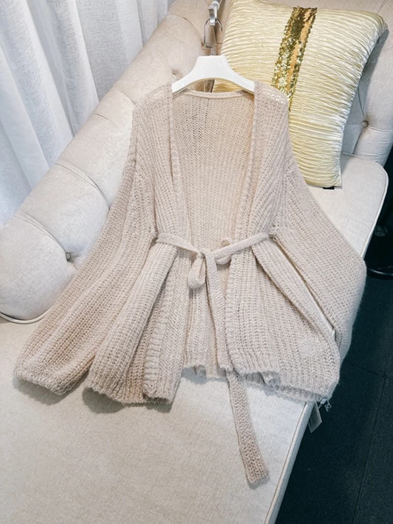 Early Spring 2026 Cozy Lazy Style Knitted Cardigan Pastel Pink Thick Rod Mohair Sweater Coat French Style Loose Fit Soft Poly...
