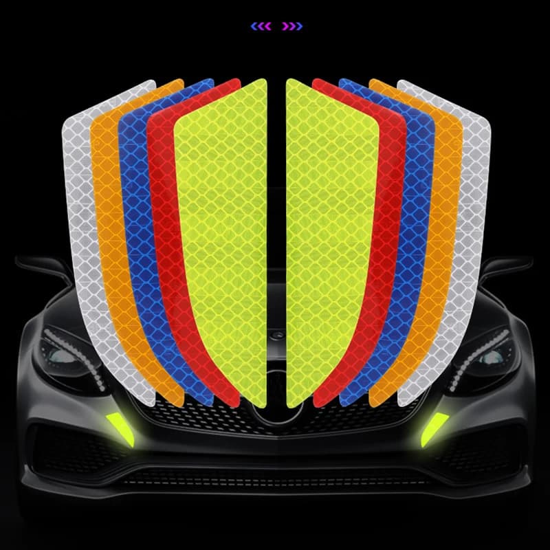 2pcs/set Car Bumper Reflective Safety Strip Stickers Car Front Bumper Reflective Sticker Reflective Warning Safety Tape
