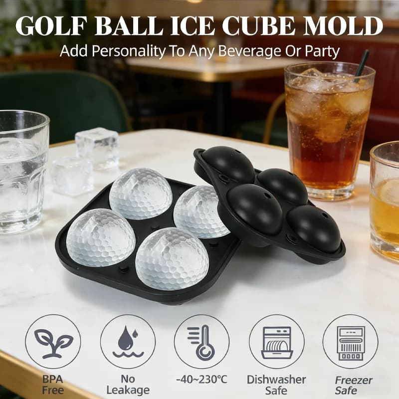 Stampo per palline di ghiaccio grandi in silicone con coperchio, stampo a sfera per whisky, cocktail, bourbon, strumento riutilizzabile