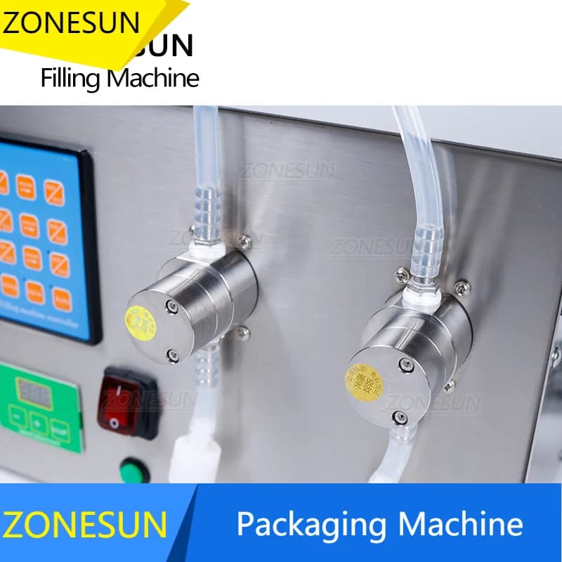 ZONESUN Bottle Liquid Filing Machine Double Head Magnetic Pump Beverage Perfume Water Juice Essential Oil Electric Digital