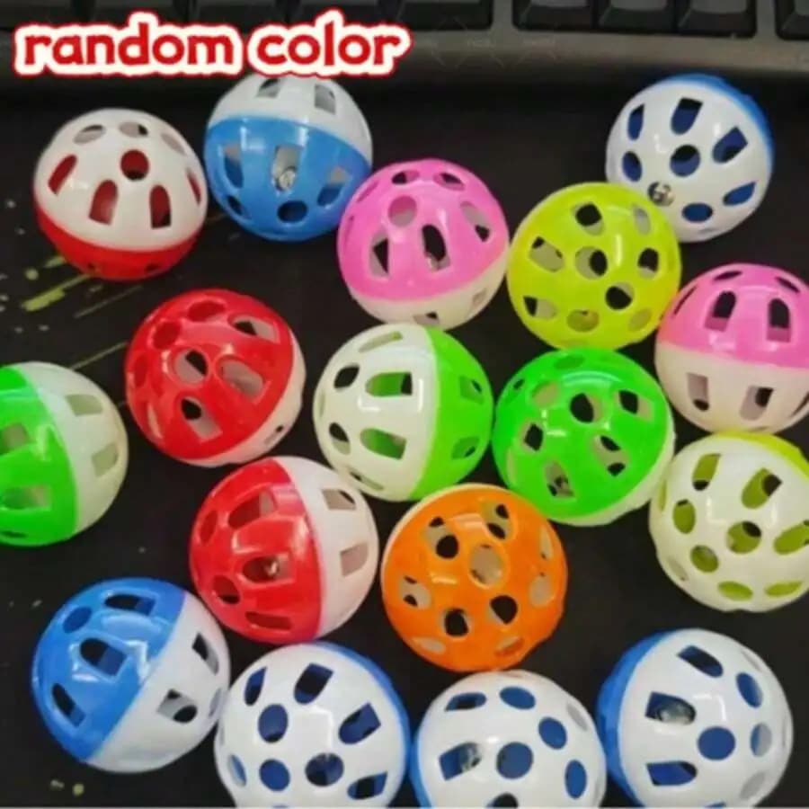 Pet Ball Toy With Bell Random Color Plastic Interactive Cat Dog Chew Toy