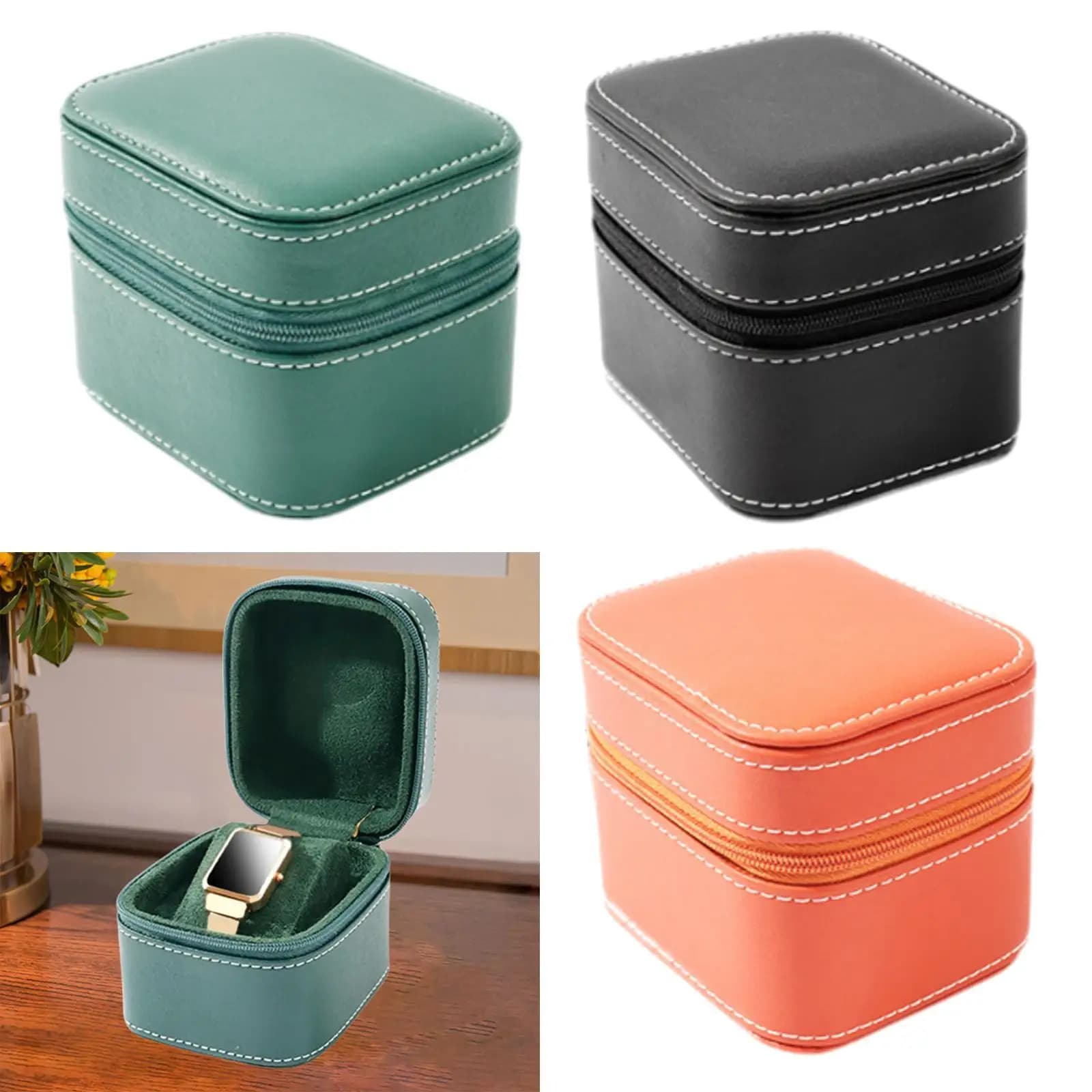 Elegant men's watch box with wrist watch case with soft lining