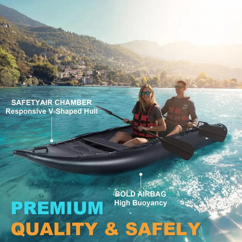 Gommone Gonfiabile da 3,3 Metri per Adulti, Kayak Portatile da Pesca con Accessori per Gonfiaggio, Sedile in Lega di Alluminio, Pagaia, Fi