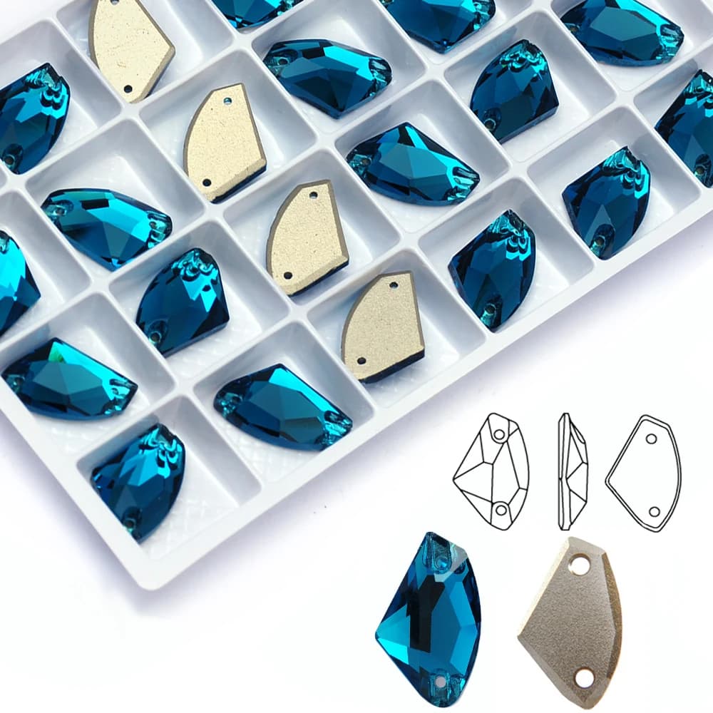 Accessori fai da te in vetro da cucire con zirconi blu Cristalli per abiti con retro piatto da cucire su strass per borse, vestiti, abiti