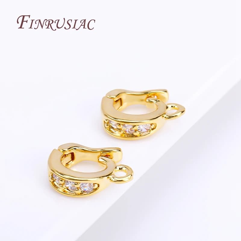 Chiusure per cauzione potenziatore con pendente incernierato in zirconi con intarsio in metallo placcato oro 18 carati Accessori per la creazione di gioielli fai da te