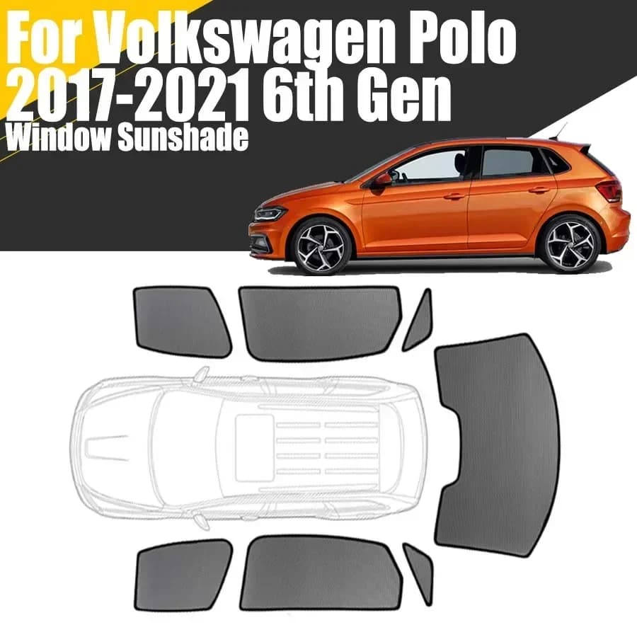 Parasole magnetico personalizzato per finestrino auto per Volkswagen Polo 6 Hatchback 2017-2024 VW Tenda in rete per parabrezza anteriore
