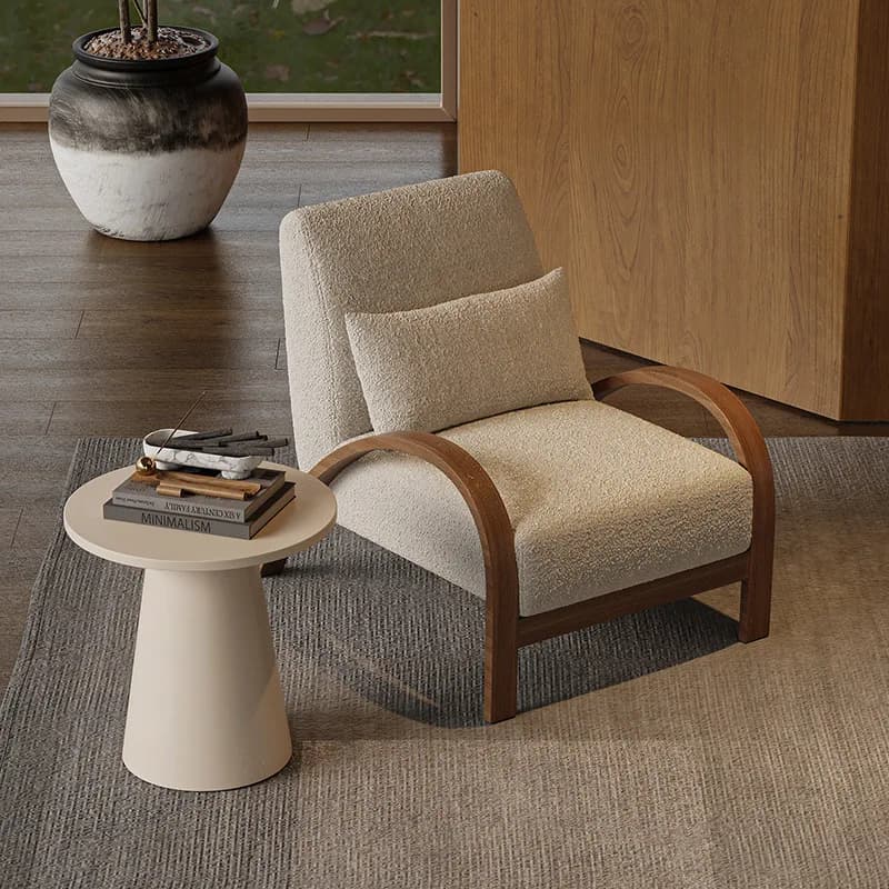 # Modern Minimalist Lambswool Cover Chaise Lounge Sofa Chair with Carbon Steel Legs for Living Room Furniture