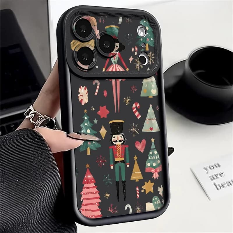 Custodia con motivo albero di Natale carino per iPhone 17 Custodia per iPhone 16 15 14 13 12 Pro Max 17 Pro Air 16e 11 Cover per telefono in silicone TPU