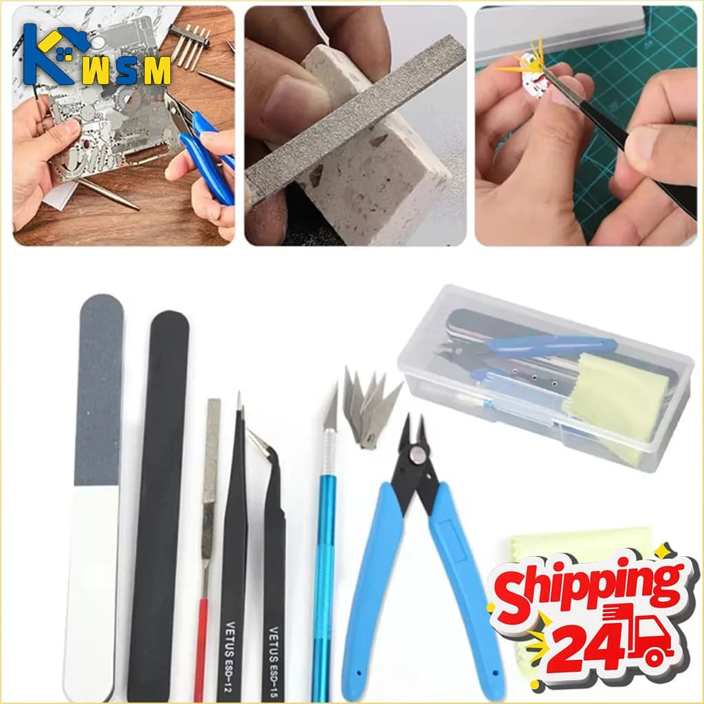 Kit di Strumenti Base per Modellismo, Attrezzi per Riparazione e Assemblaggio di Modellini Auto, Set per Progetti Fai-da-Te