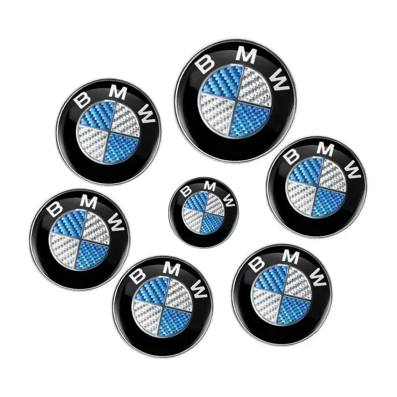 Set of 7 Wall stickers for Auto Logos Front and Back, Wheel Covers and Wall decals for BMW E39 G30 G20 E36 E92 F11 F91 X3F25 F36 X5F25 E85