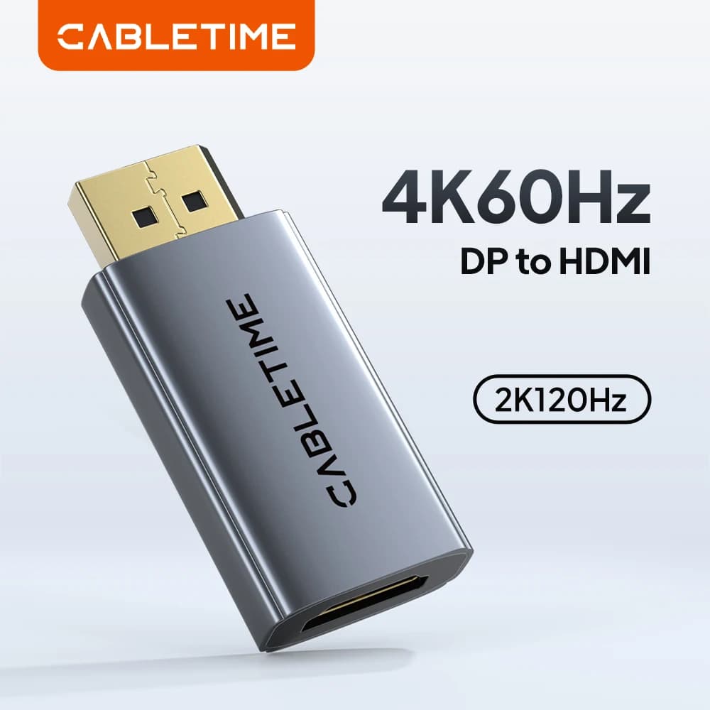 CABLETIME DP Adapter to HDMI Converter Displayport to unidirectional HDMI 4K60Hz for Lenovo computer monitor