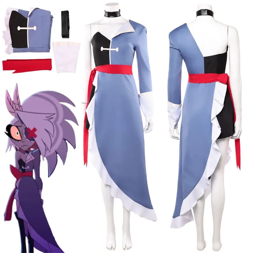 Hazzbin Vaggie Cosplay Fantasia Costume Travestimento per Donne Ragazze Abiti Cintura Gioco di Ruolo Abiti Vestito da Festa di Carnevale di Halloween