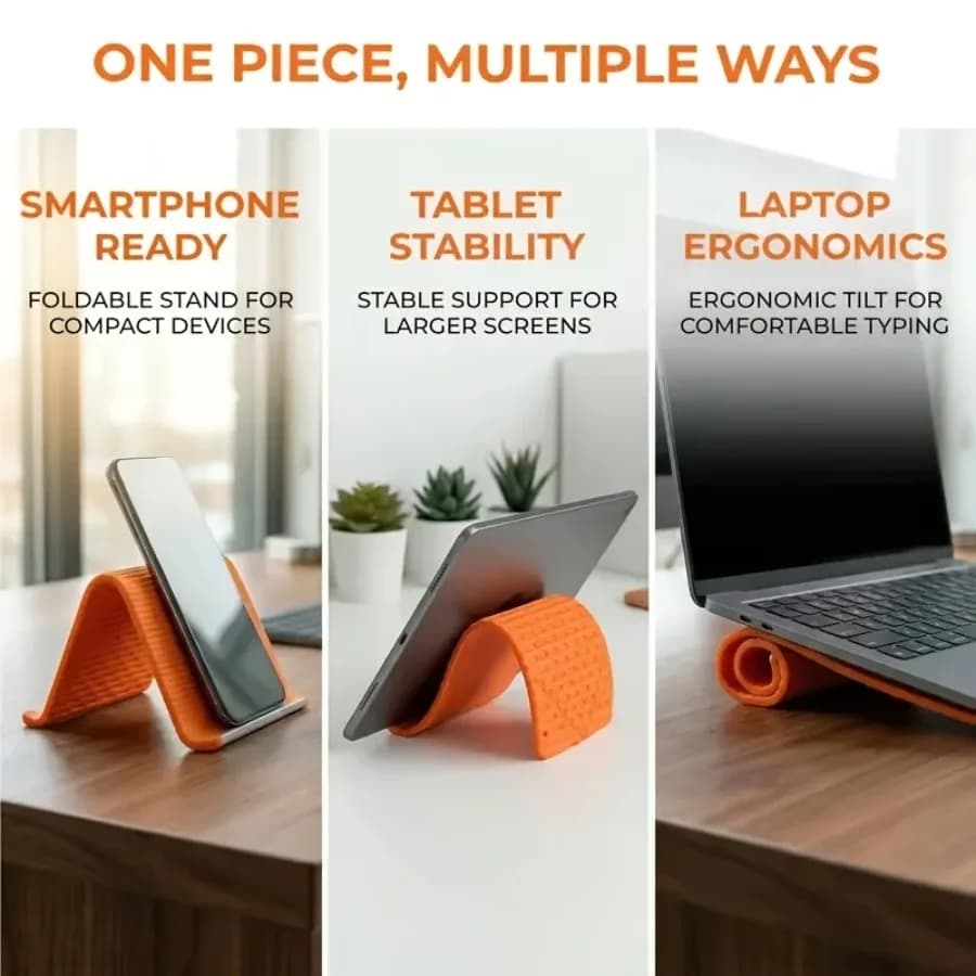 Nuovo supporto per telefono pieghevole creativo e flessibile - Supporto da tavolo ad angolo regolabile adatto per smartphone, tablet, ecc.