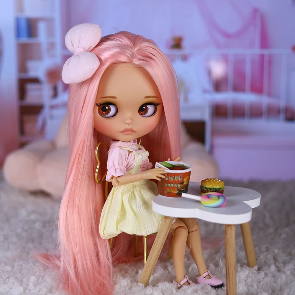ICY DBS Blyth Doll BJD Joint Body Brown Skin Matte Face Cute Bow Set Doll 1/6 30cm Girl Gift Anime SD