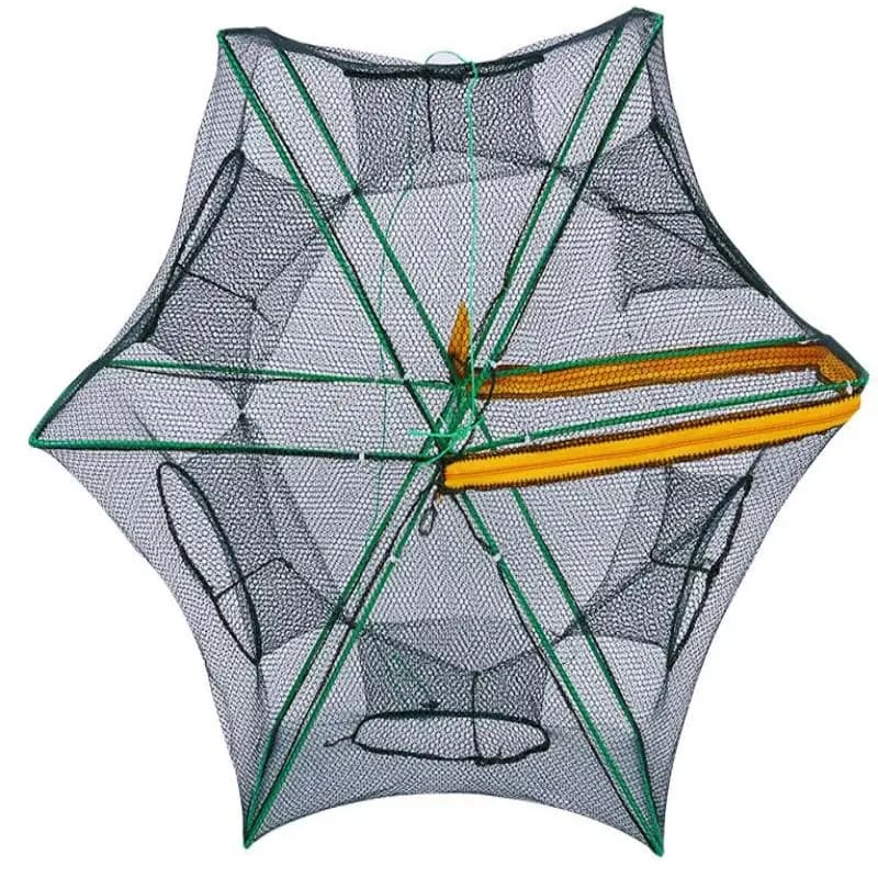 6Holes Folding Fishing Trap Net Mesh Cage For Crab Shrimp Crayfish Eel Catching Outdoor Fishing