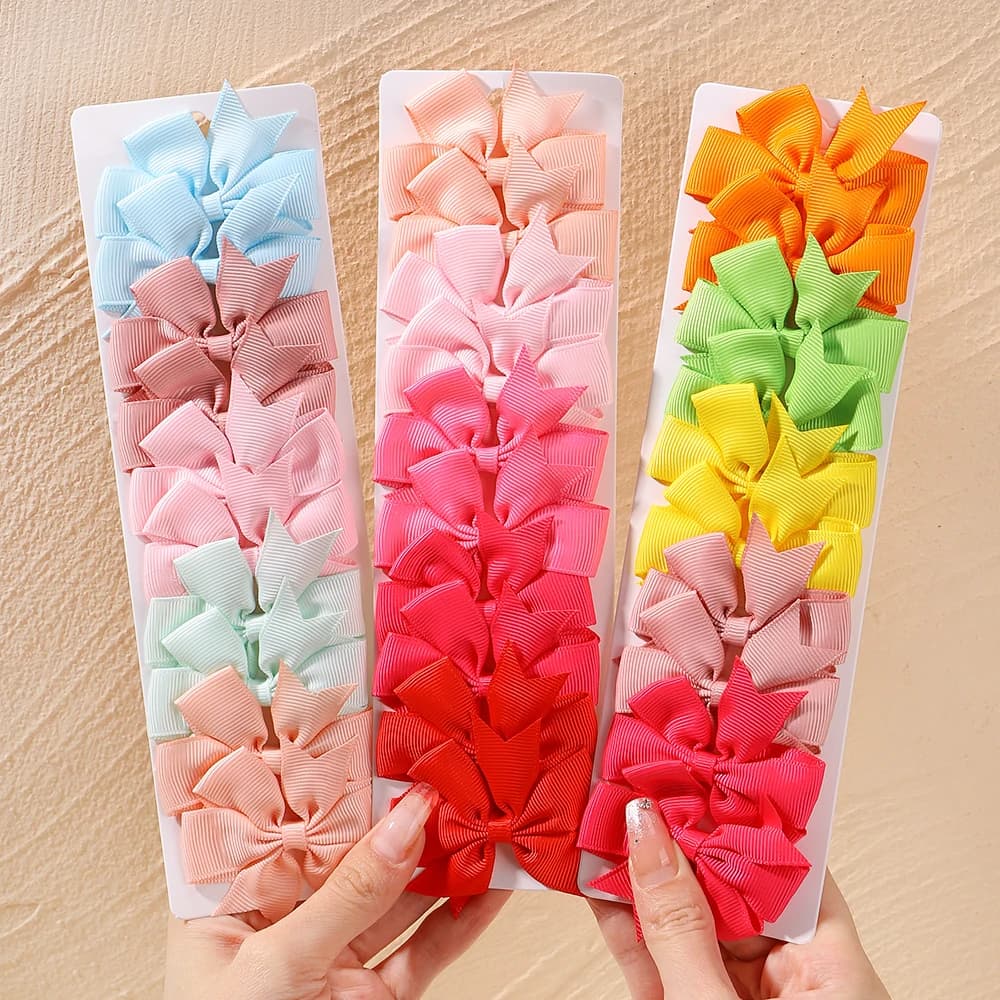 10Pcs/Set New Cute Ribbon Bowknot Hair Clips for Kids Handmade Bows Hairpin Barrettes Headwear Baby Girls Hair Accessories