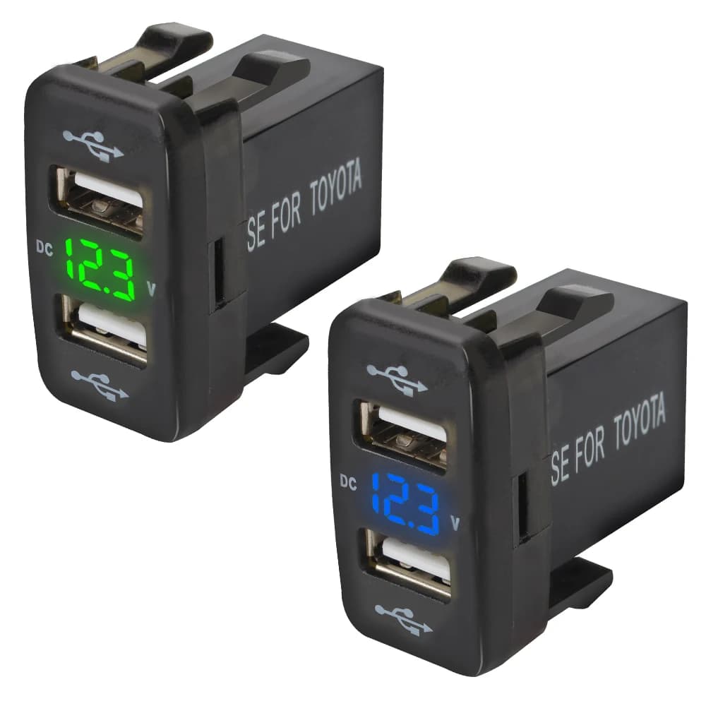 Voltmetro a doppia porta USB 4.2A con ricarica rapida per adattatore di alimentazione cellulare, caricatore da auto a doppia porta USB QC, nuovo 12-24V per Toyota