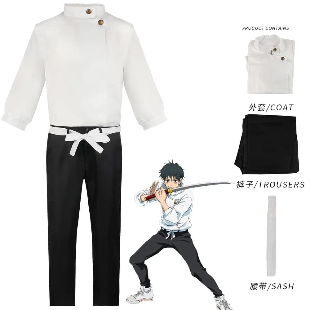 Jujutsu Kaisen Yuta Okkotsu Anime Cosplay Costume Men Women Halloween Party Uniform Top Pants Belt Set