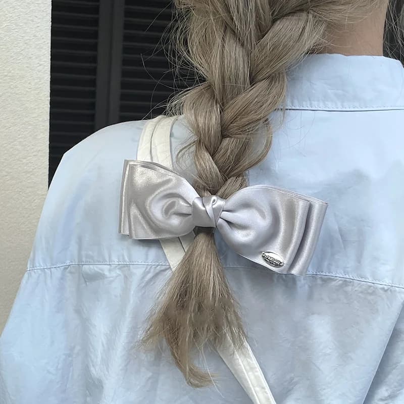 Women's Hair Clip French Sweet Style Double Bow Spring Clip Stereo Hair Clip Hair Accessories Kawaii Hair Clip with Bow Hair Band