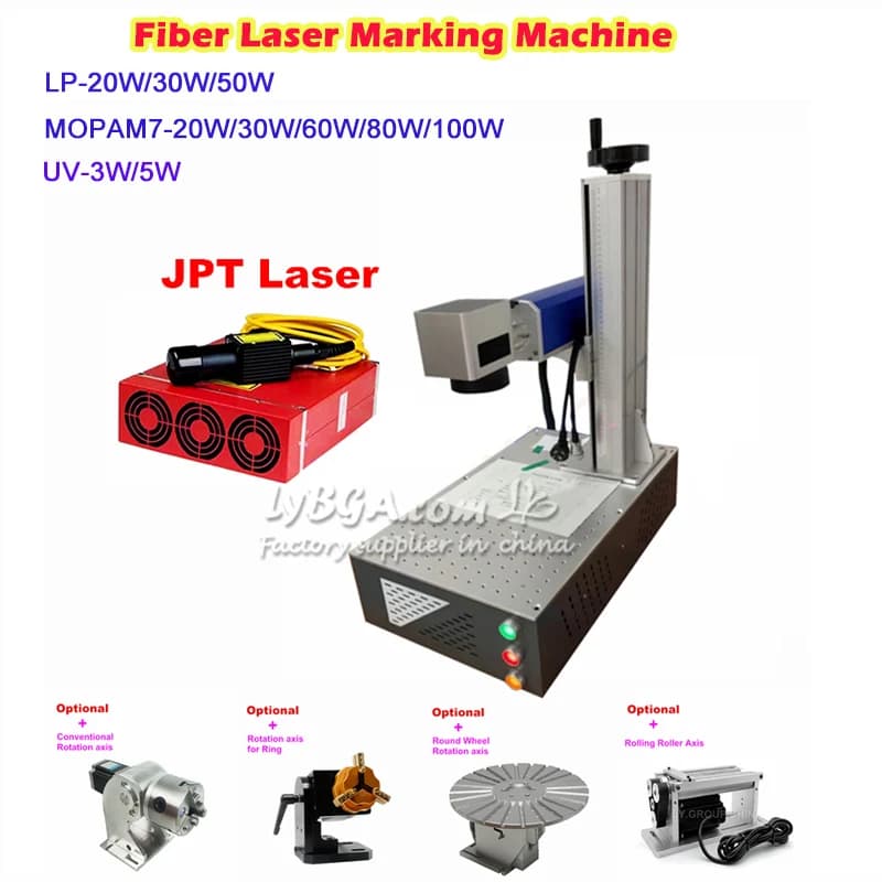 JPT MOPA M7 Fiber Laser Marking Machine 20W 30W 50W 60W 80W 100W Air Cooling Metal Engraver Update Rotating Axis Optional