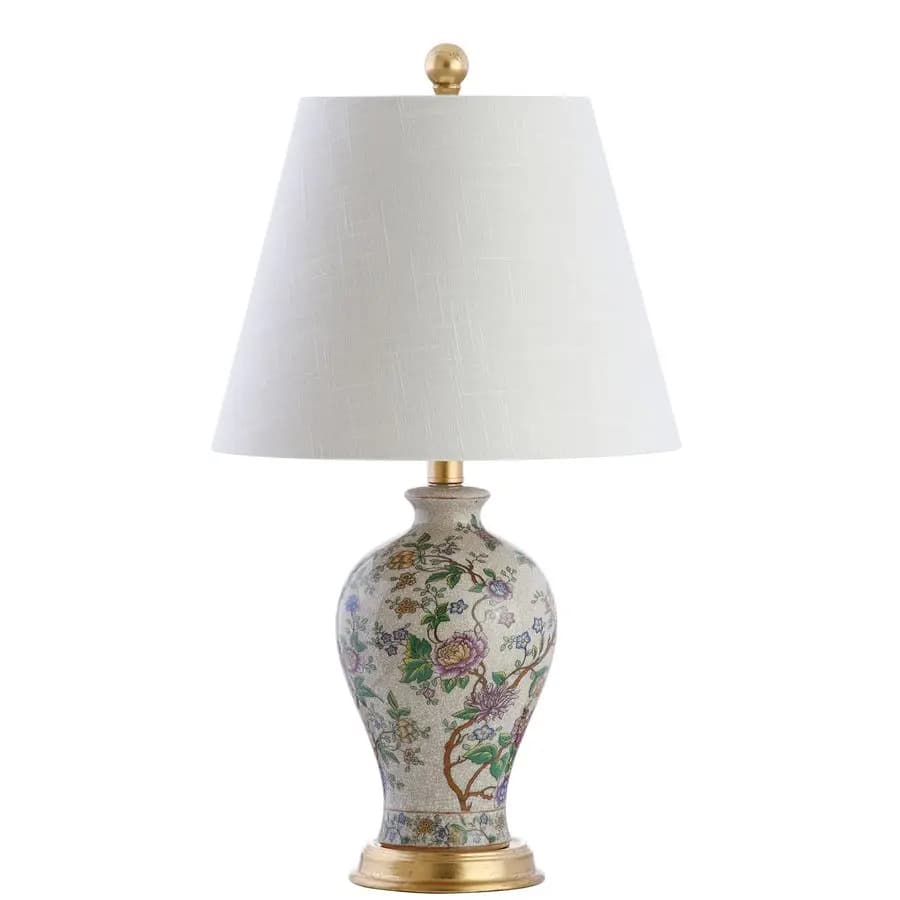 Y JYL3009A Grace 24 Lampada da tavolo a LED floreale Lampada da comodino classica da comodino per camera da letto Soggiorno Ufficio College Bo
