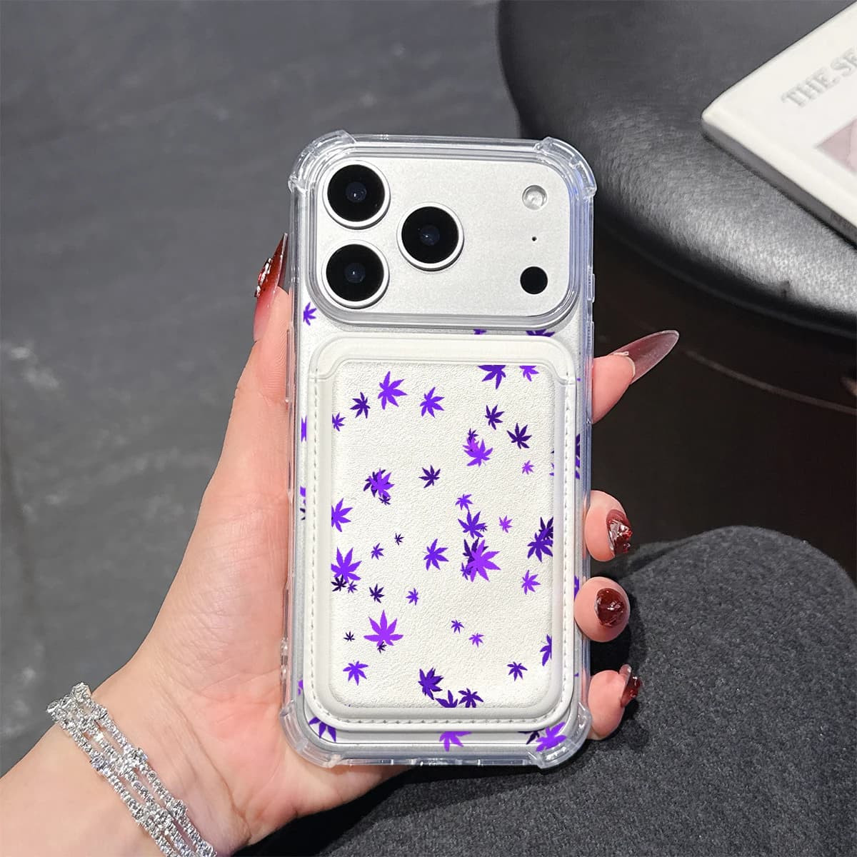 Custodia per telefono Maple Leaf per iPhone 17 16 15 14 13 Pro Max Plus, con tasca portafoglio, trasparente in morbido TPU, compatibile con custodie magnetiche