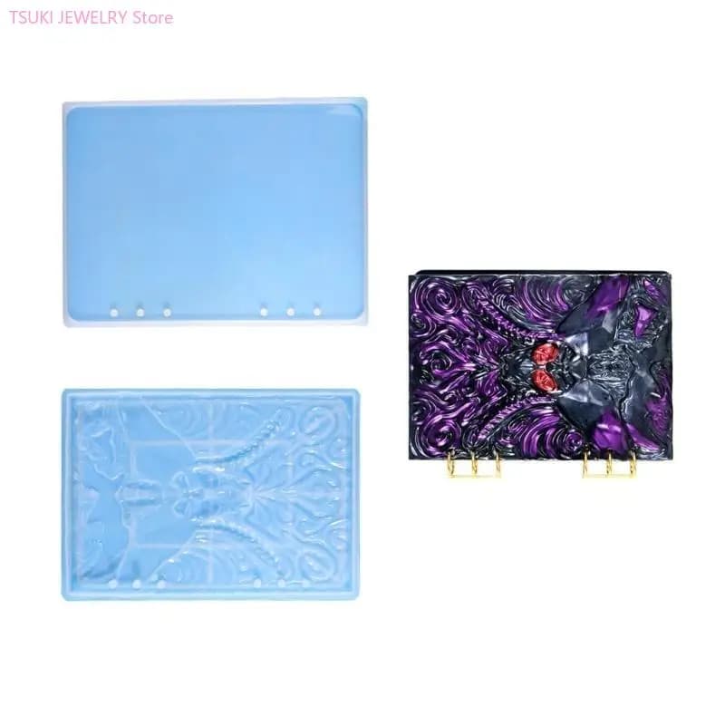 62KE Stampo in resina per copertina per notebook Stampi in silicone epossidico UV in cristallo fai-da-te con set anelli