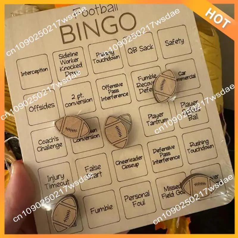 X08A Gioco di bingo da calcio, Gioco di bingo in legno a tema calcio, Gioco da tavolo Tic-Tac-Toe, Bingo sportivo, Gioco per famiglie di carte da bingo