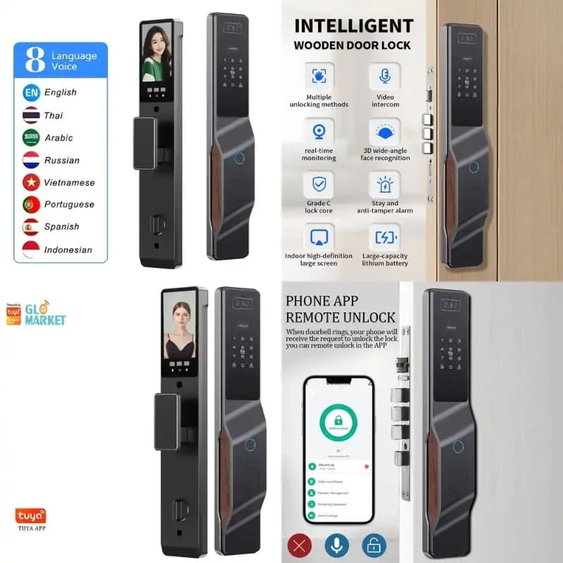 Serratura Intelligente Glomarket con Sblocco tramite Password e Riconoscimento Facciale - Sblocco Remoto, Serratura Intelligente Smart