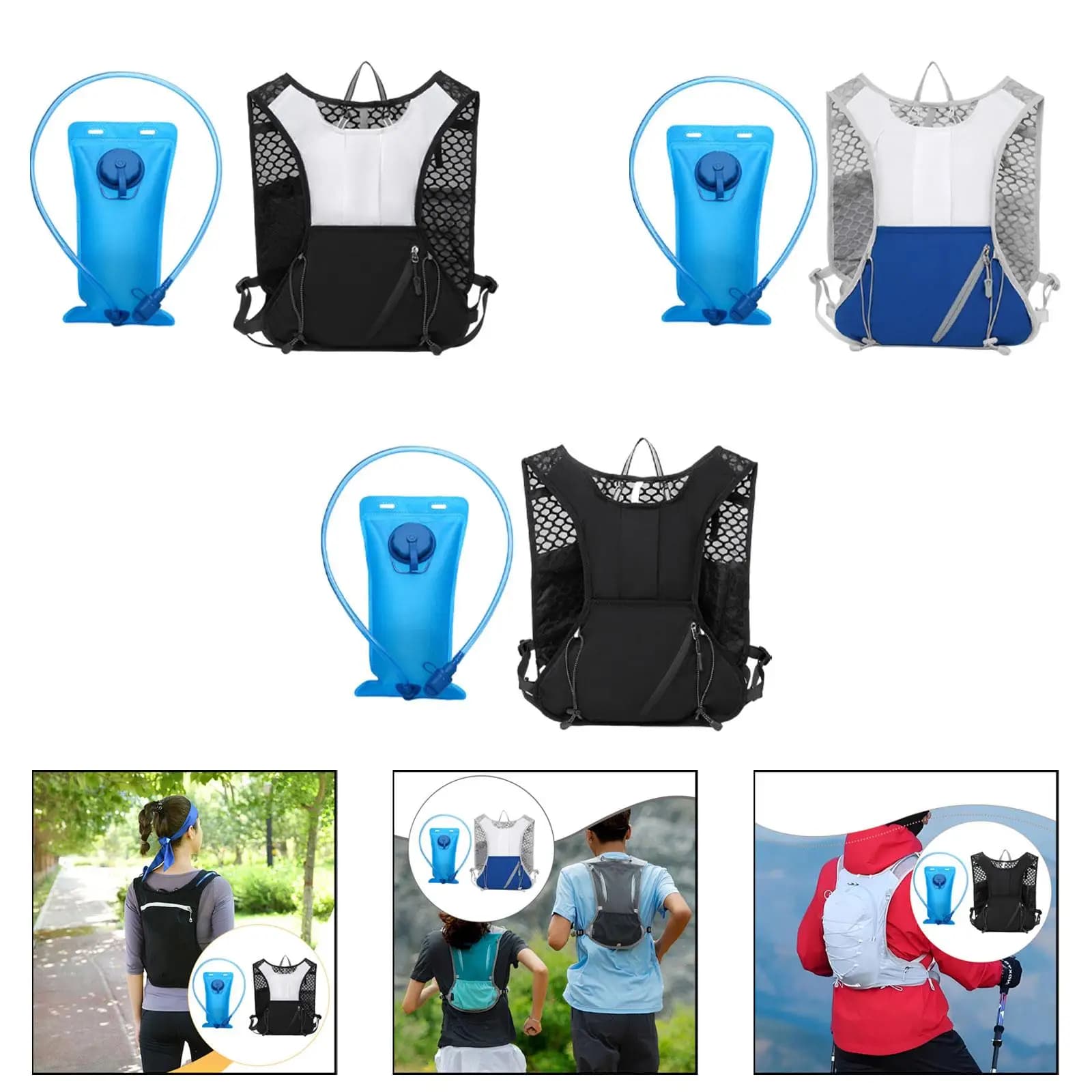 2L Water Sack Running Backpack, Polyester Petto Bag for Jogging, Cycling, Marathon, Climbing