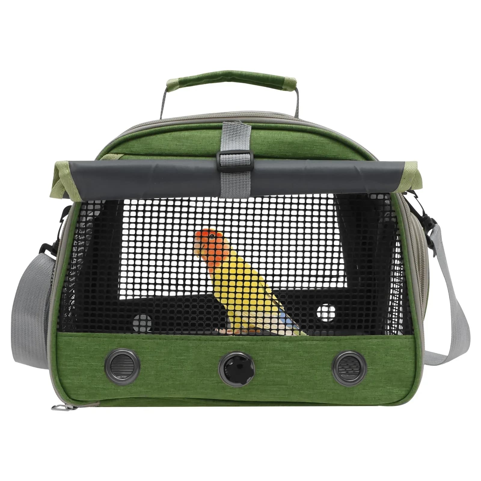 Trasportino Portatile per Uccelli con Vassoio in Acciaio Inox, Gabbia Traspirante per Piccoli Animali e Accessori per Pappagalli
